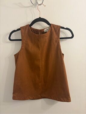 Evereve Sleeveless Faux Suede Top - Rust